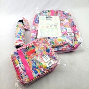 NWT Highlights pink unicorn rainbow backpack lunchbag and 20oz water bottle